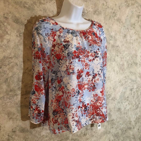 Zac & Rachel Petite Button & Tie 3/4 Blouse - Picture 8 of 12